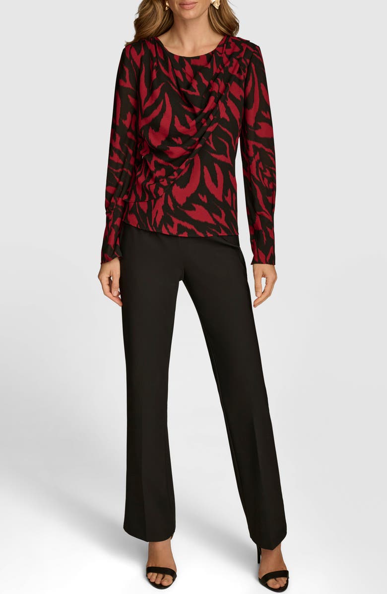 Donna Karan New York Abstract Print Draped Woven Top, Alternate, color,