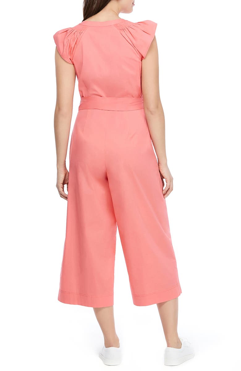 Gal Meets Glam Collection Saffron Flutter Sleeve Crop Jumpsuit, Alternate, color, 