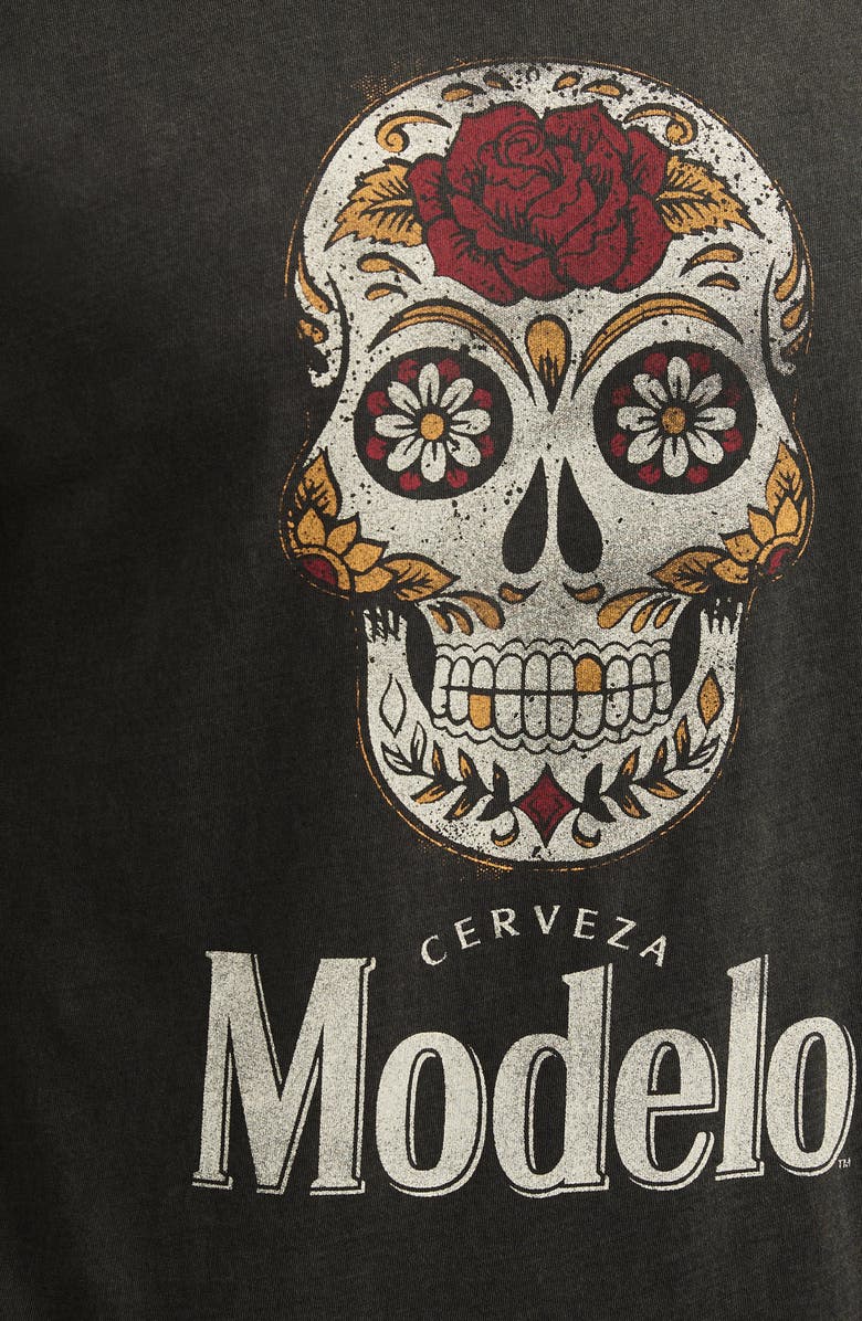 Lucky Brand Model Sugar Skull Graphic T-Shirt, Alternate, color, Jet Black