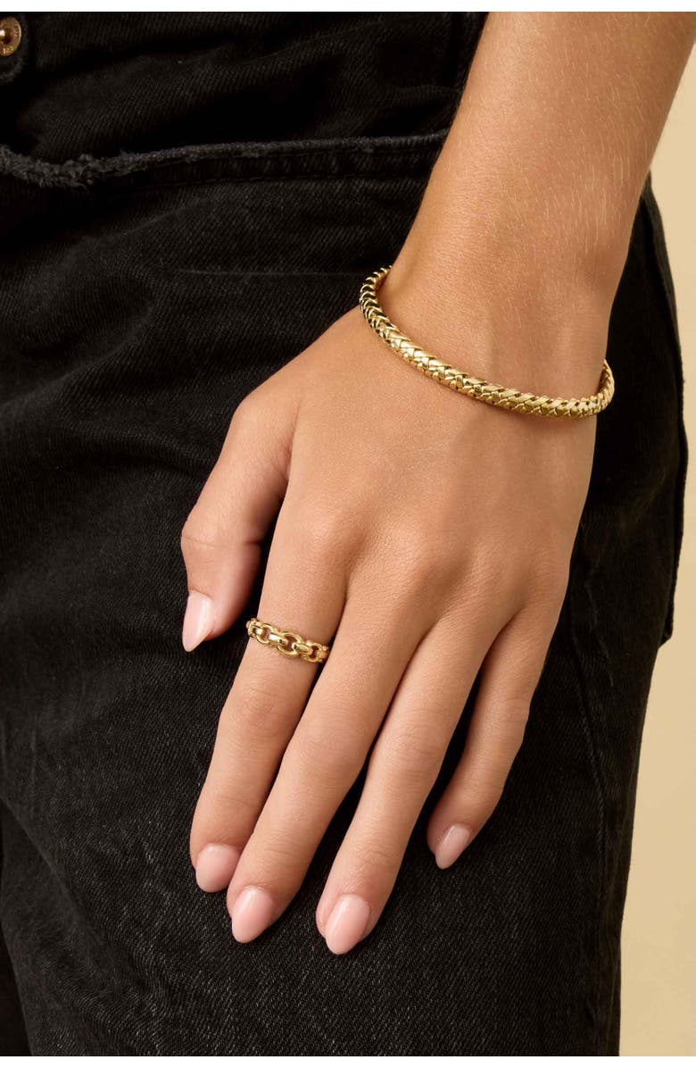 Oradina 14K Yellow Gold Caesar Bangle Bracelet, Alternate, color, Yellow Gold