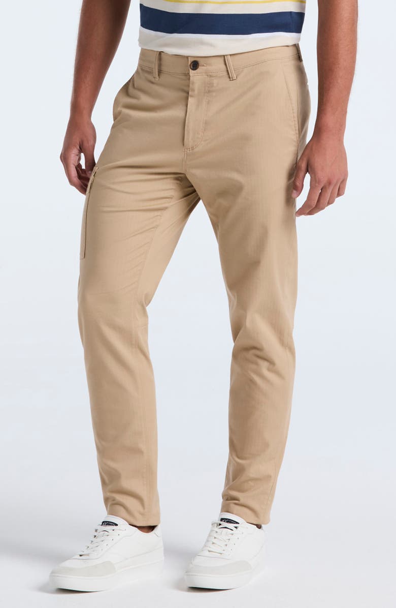 Original Penguin Stretch Cotton Blend Herringbone Straight Leg Cargo Pants, Main, color, Travertine