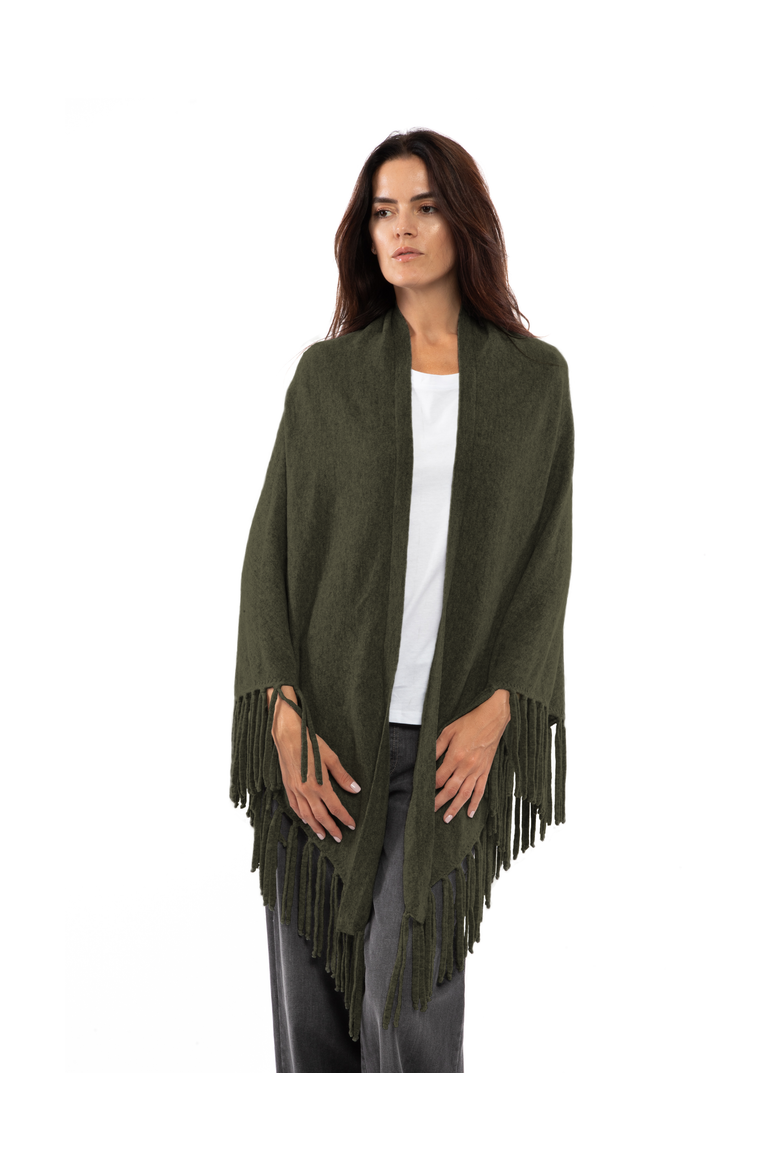 Pure Cashmere Fringe Wrap, Main, color, Olive Green