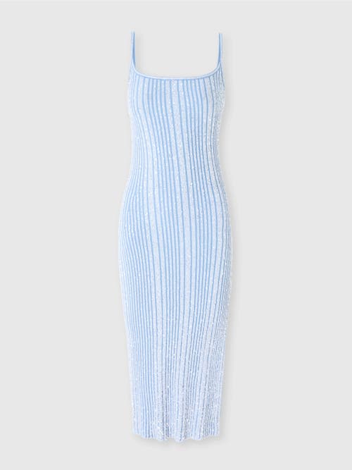 Shop Missoni Sleeveless Ribbed Midi Dress With Sequins And Slit In Light Blue