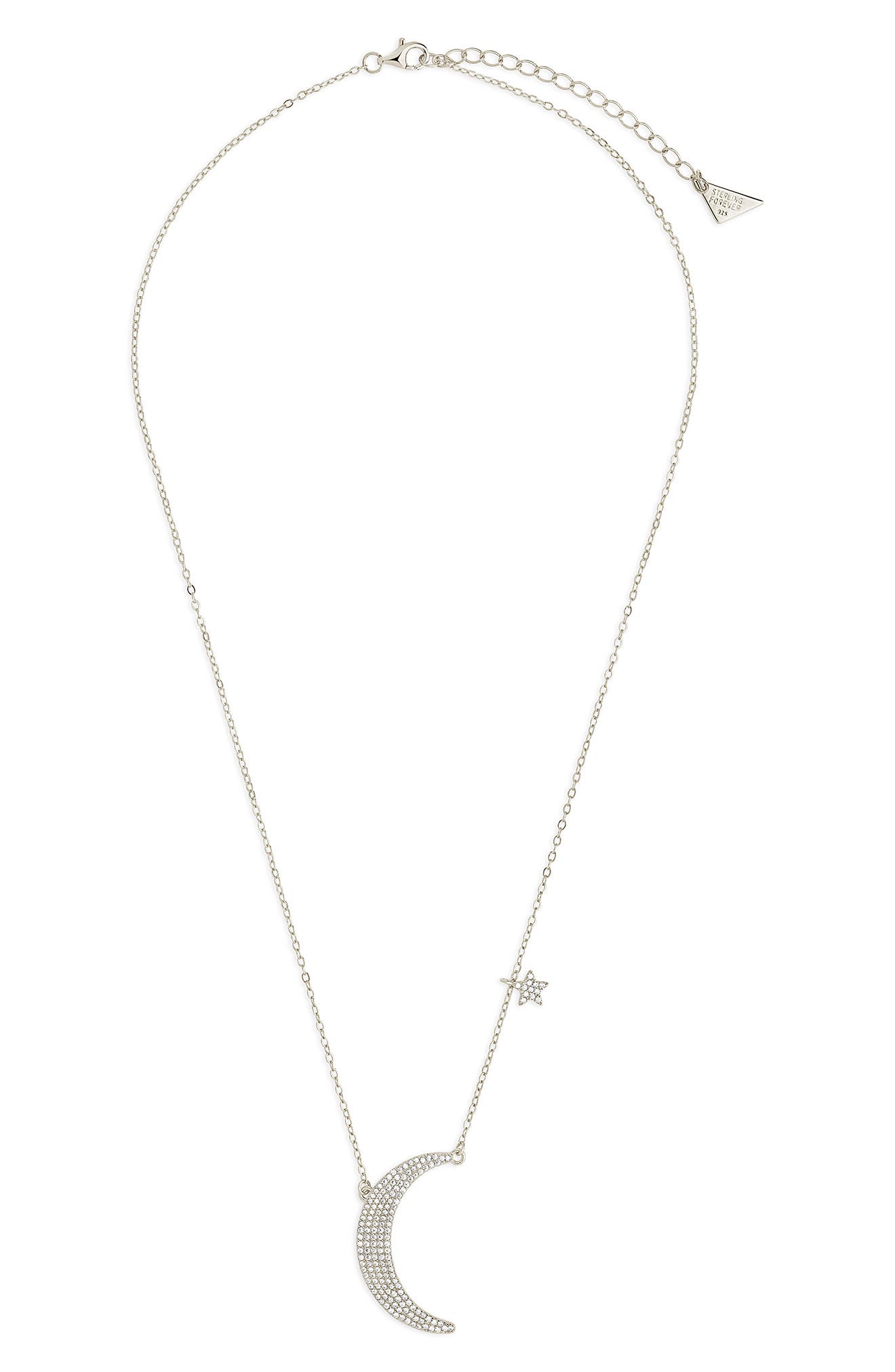Sterling Forever Cubic Zirconia Crescent Pendant Necklace