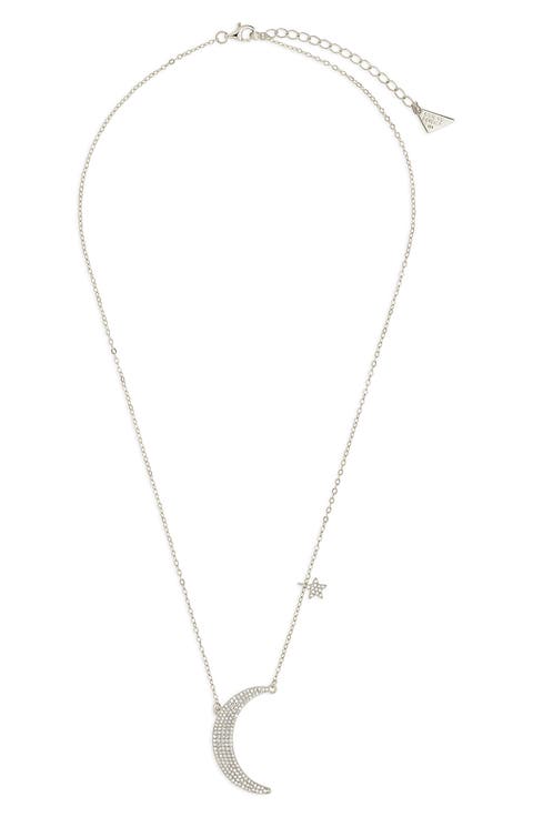 Cubic Zirconia Crescent Pendant Necklace