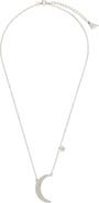 Sterling Forever Cubic Zirconia Crescent Pendant Necklace