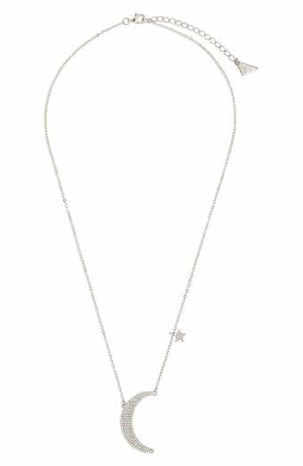 Sterling Forever Cubic Zirconia Crescent Pendant Necklace