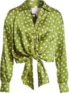 Cinq à Sept Camille Polka Dot Marianna Tie Front Top