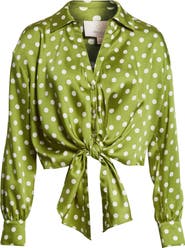 Cinq à Sept Camille Polka Dot Marianna Tie Front Top