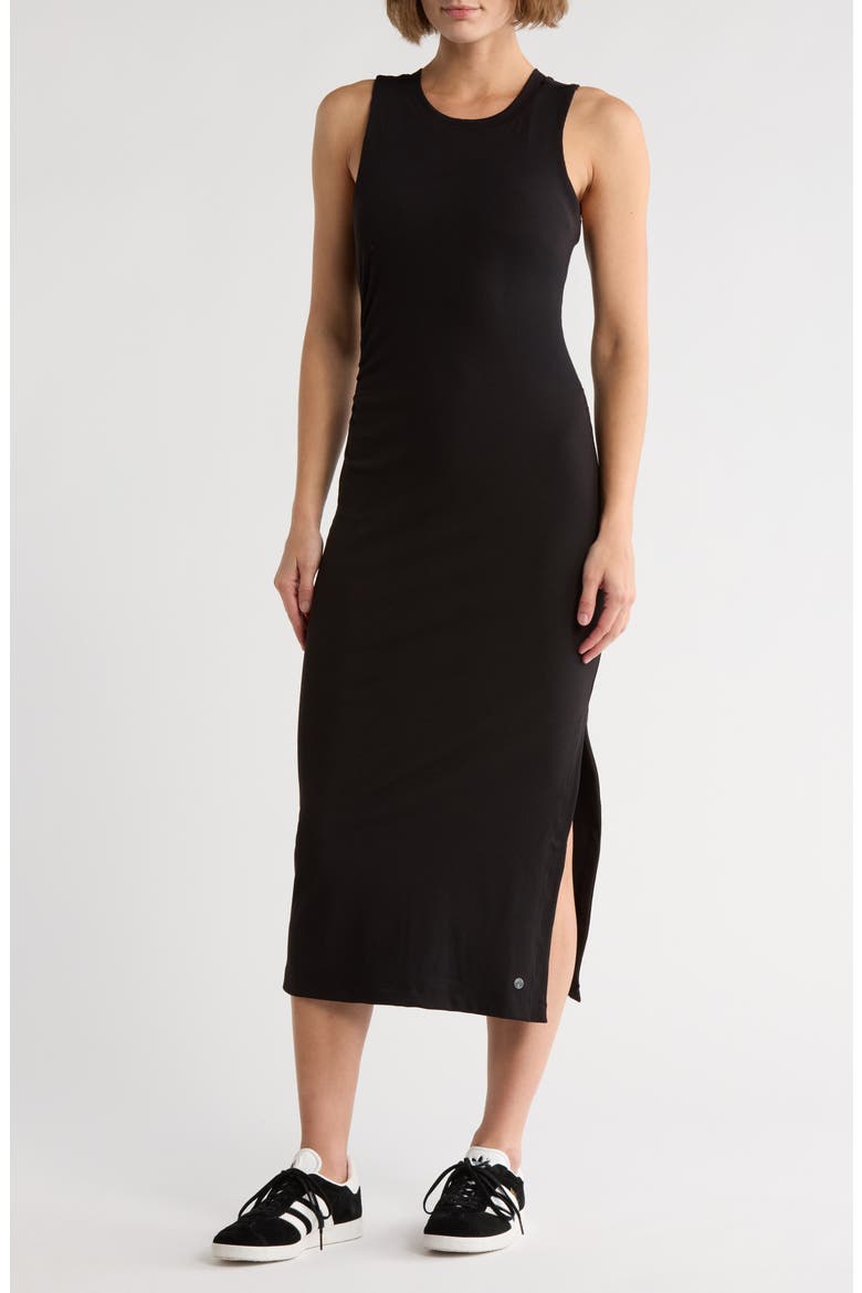 Expedite Sleeveless Rib Midi Dress, Main, color, RICH BLACK