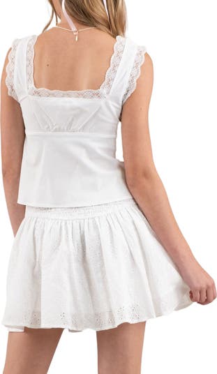 Lace Trim Tie Front Tank Top