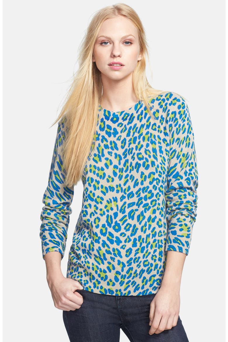 'Shane' Leopard Spot Cashmere Sweater, Main, color, DUNE