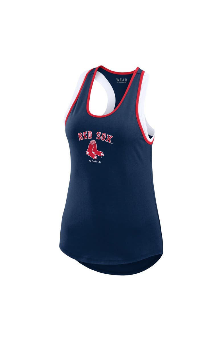 WEAR by Erin Andrews Women's WEAR by Erin Andrews Navy Boston Red Sox Colorblock Racerback Tank Top, Alternate, color,