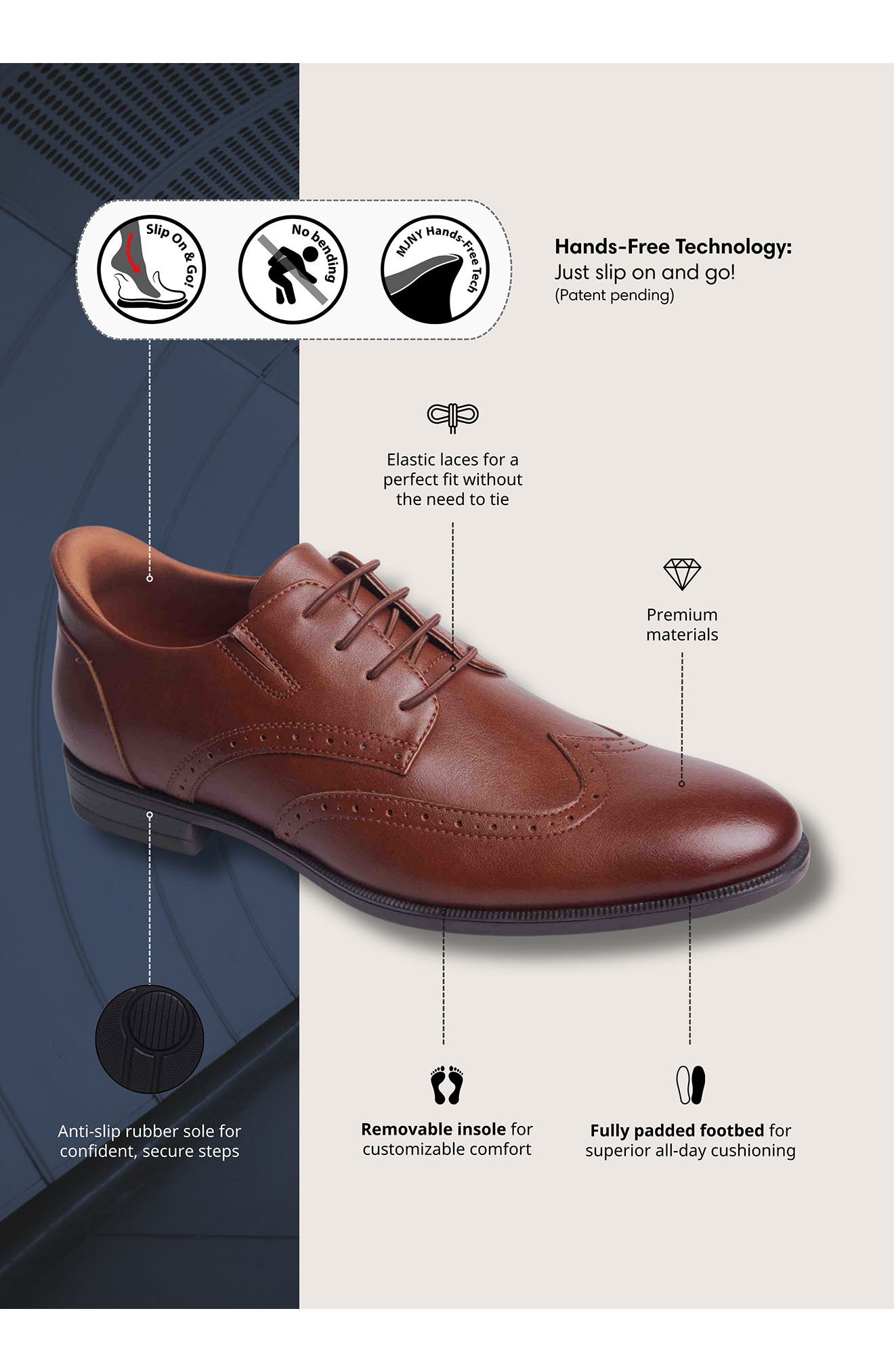 Howard Street Wingtip Dress Oxford, Alternate, color, COGNAC