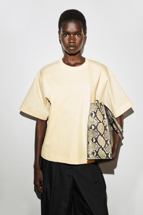 Poplin-panelled Jersey T-shirt