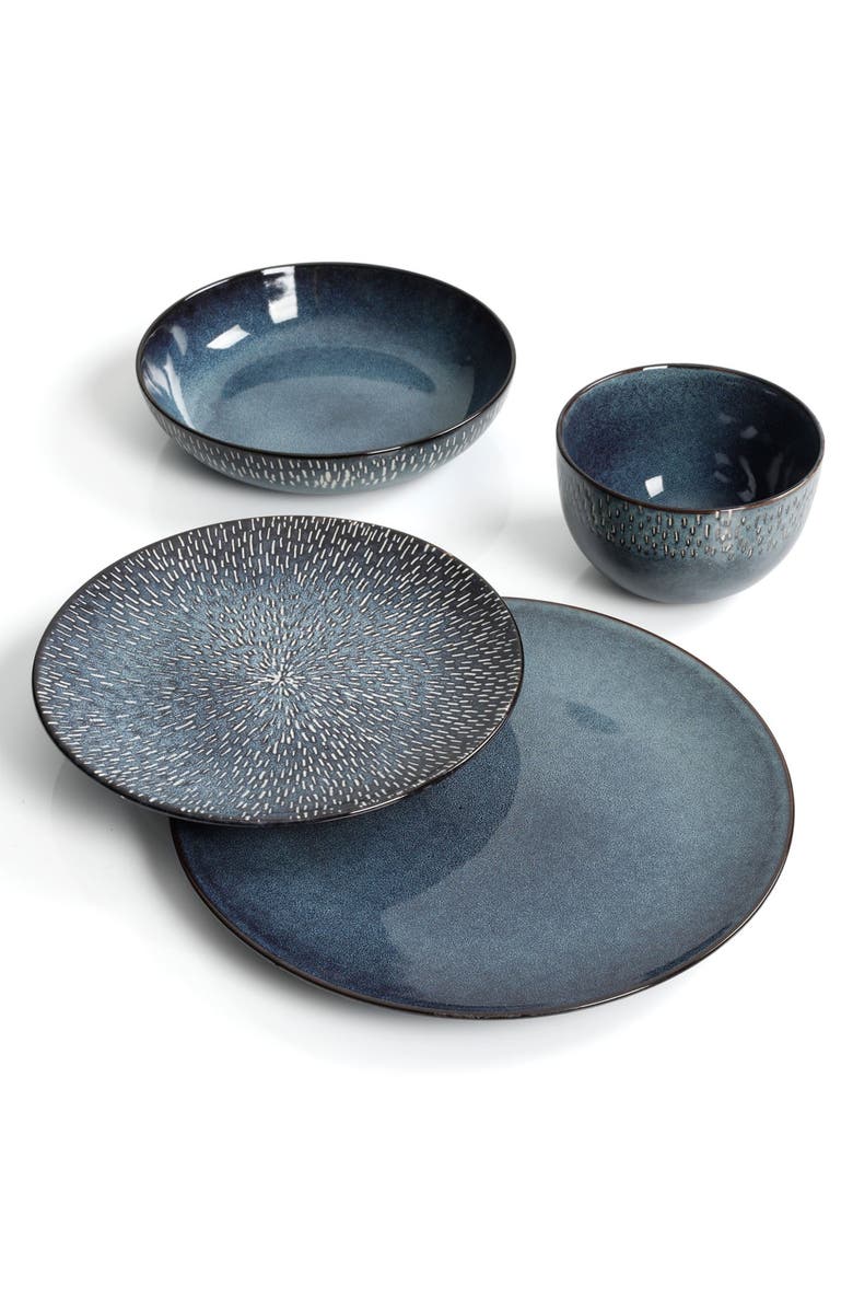 Gibson Elite Matisse 16-Piece Double Bowl Dinnerware Set, Alternate, color, Blue