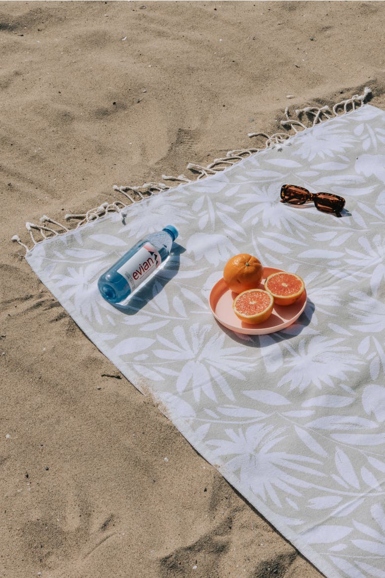 Whimsical Flower Organic Turkish Towel, Alternate, color, Grey