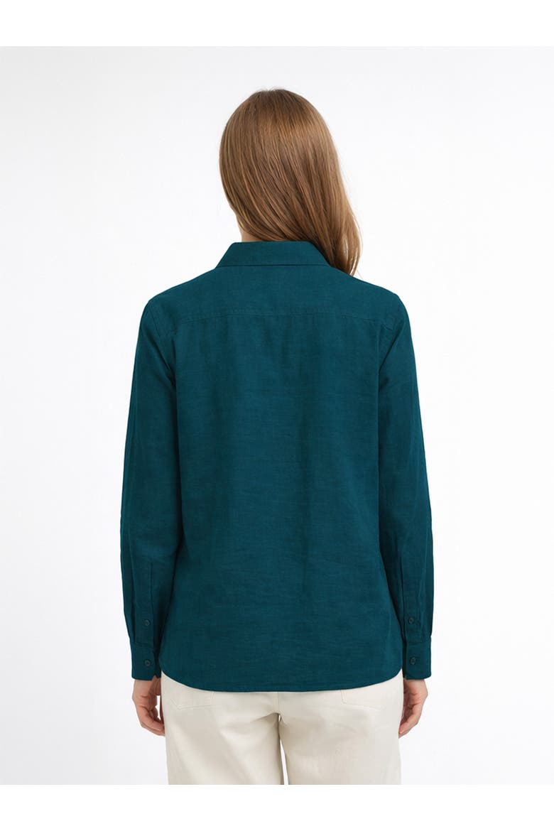 Relaxed Fit Long Sleeve Linen Shirt, Alternate, color, Marine Navy