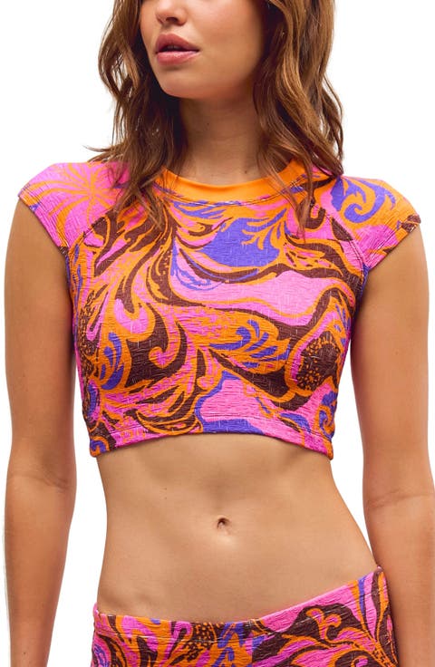 Sonny Jacquard Crop Cover-Up T-Shirt
