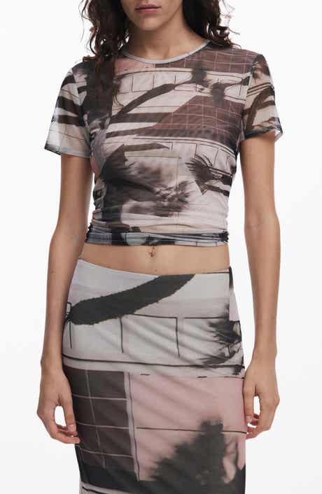 Abstract Print Mesh T-Shirt