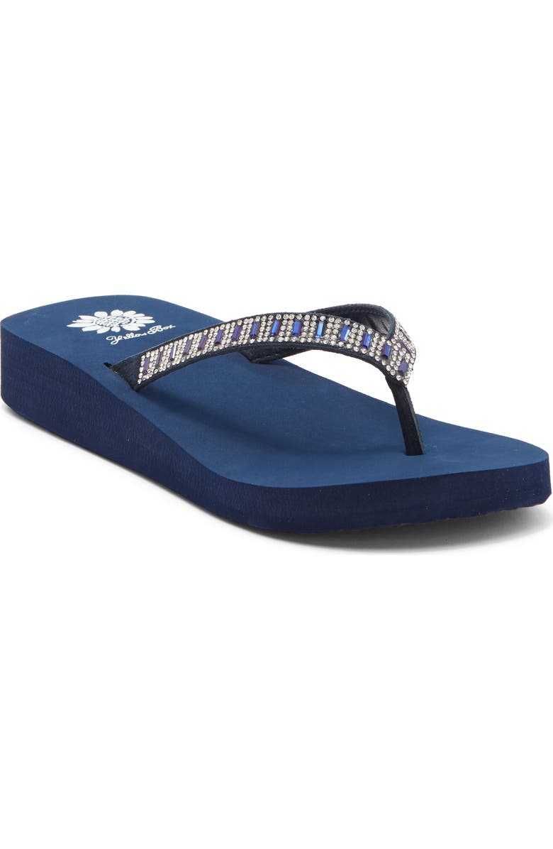 Yellow Box Premium Zemily Embellished Flip Flop, Main, color, Navy
