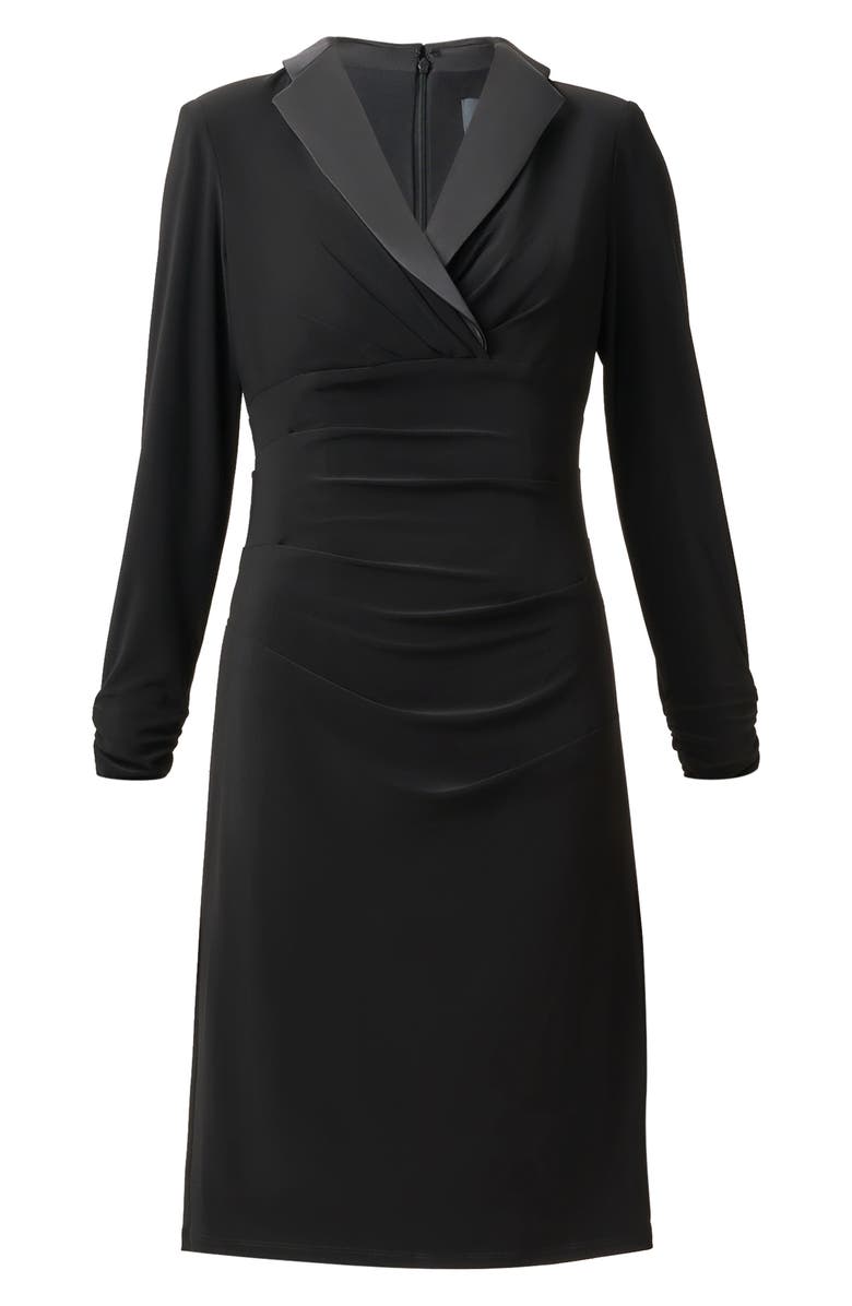 Adrianna Papell Long Sleeve Jersey Satin Tuxedo Dress, Alternate, color,
