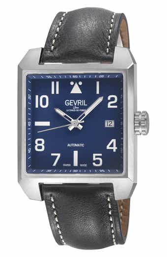Herald Square Swiss Automatic Leather Strap Watch, 38mm