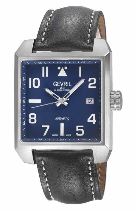 Herald Square Swiss Automatic Leather Strap Watch, 38mm