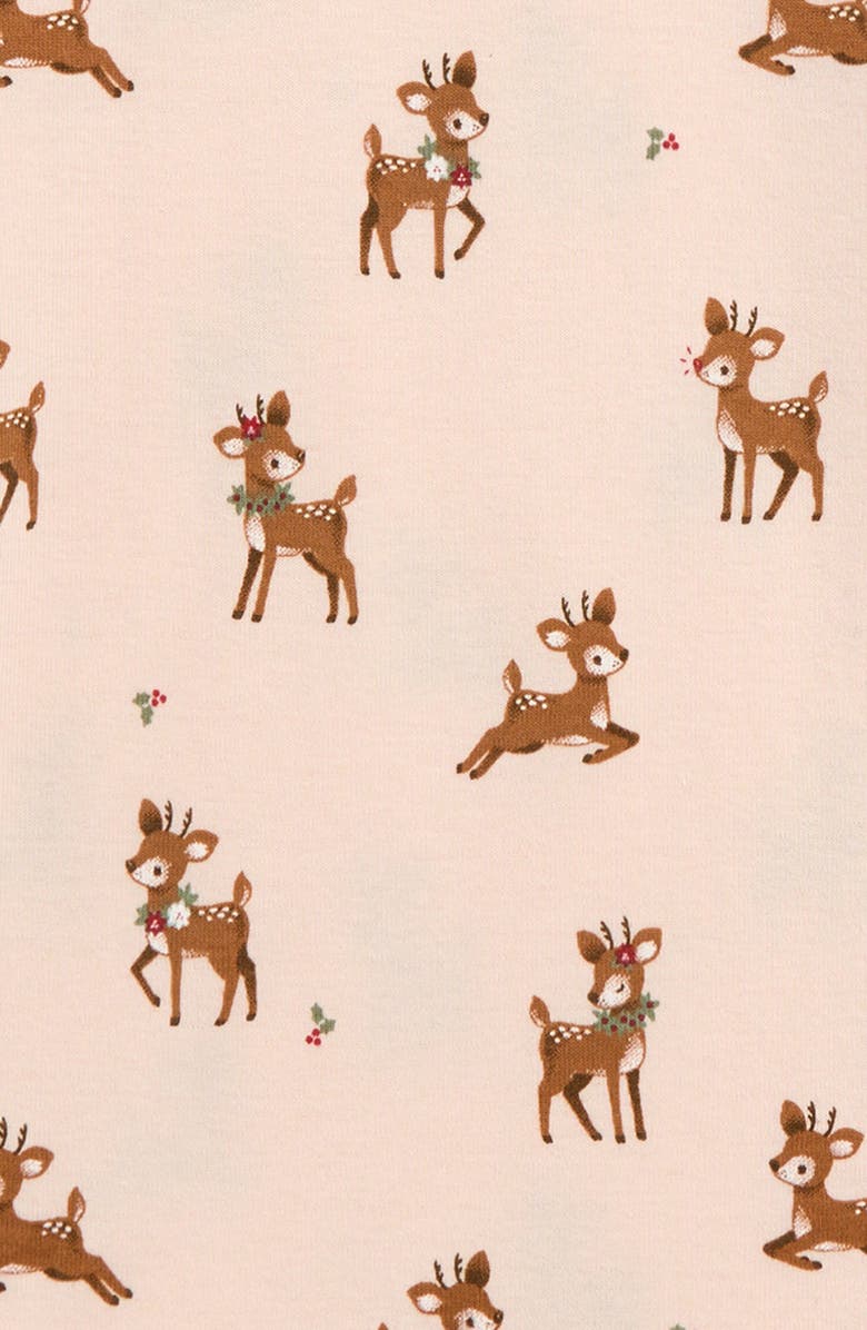 Petit Lem Kids' Reindeer Print Fitted Two-Piece Organic Cotton Pajamas, Alternate, color, Light Pink