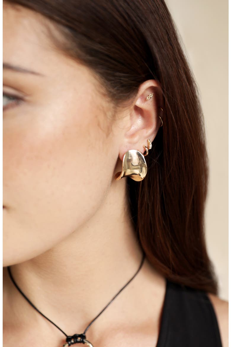 Curved Stud Earrings, Alternate, color, GOLD
