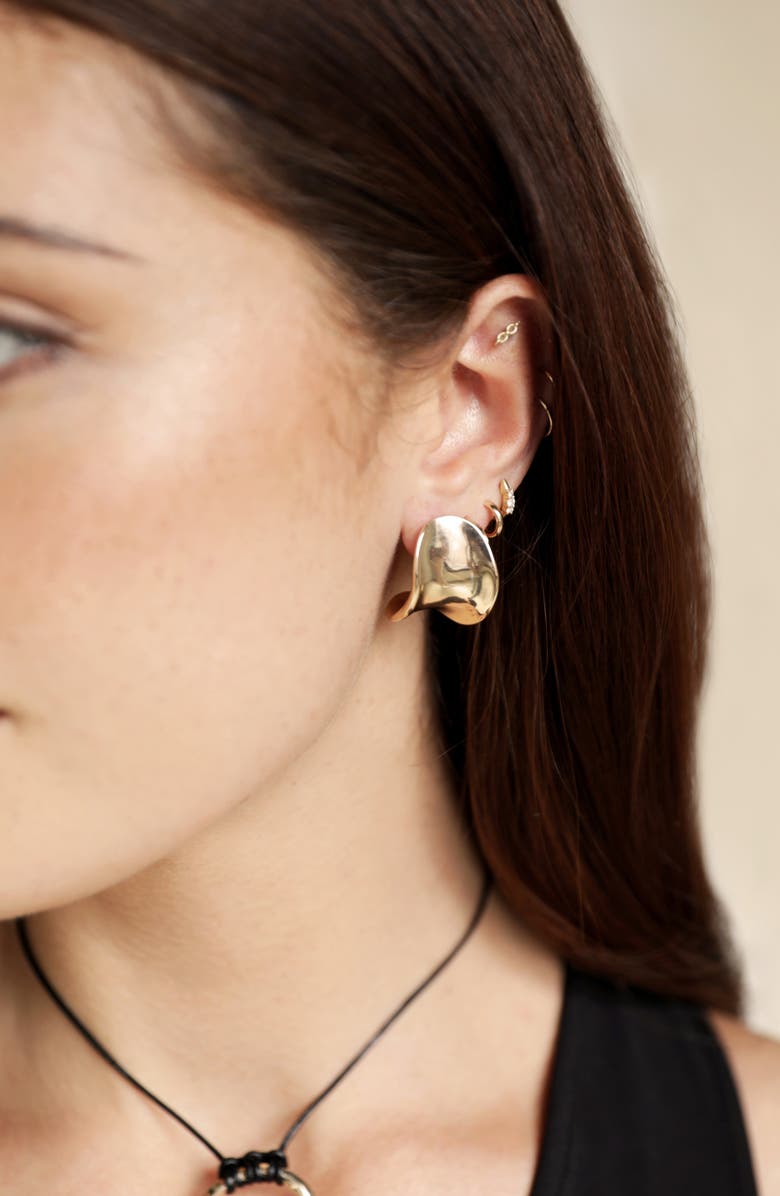 Ettika Curved Stud Earrings, Alternate, color, Gold