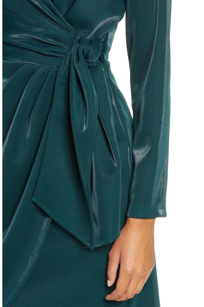 Liquid Jersey Long Sleeve Faux Wrap Dress, Alternate, color, HUNTER