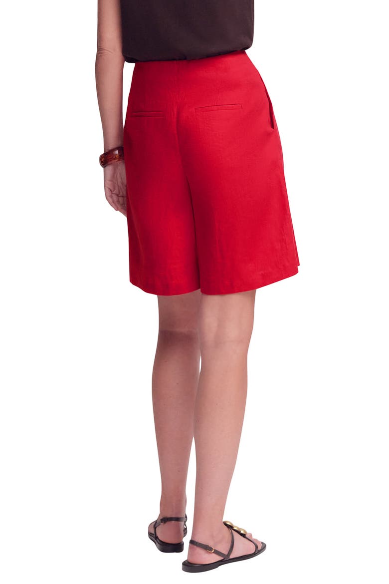 Highbury Pleated Cotton Shorts, Alternate, color, SALSA RED