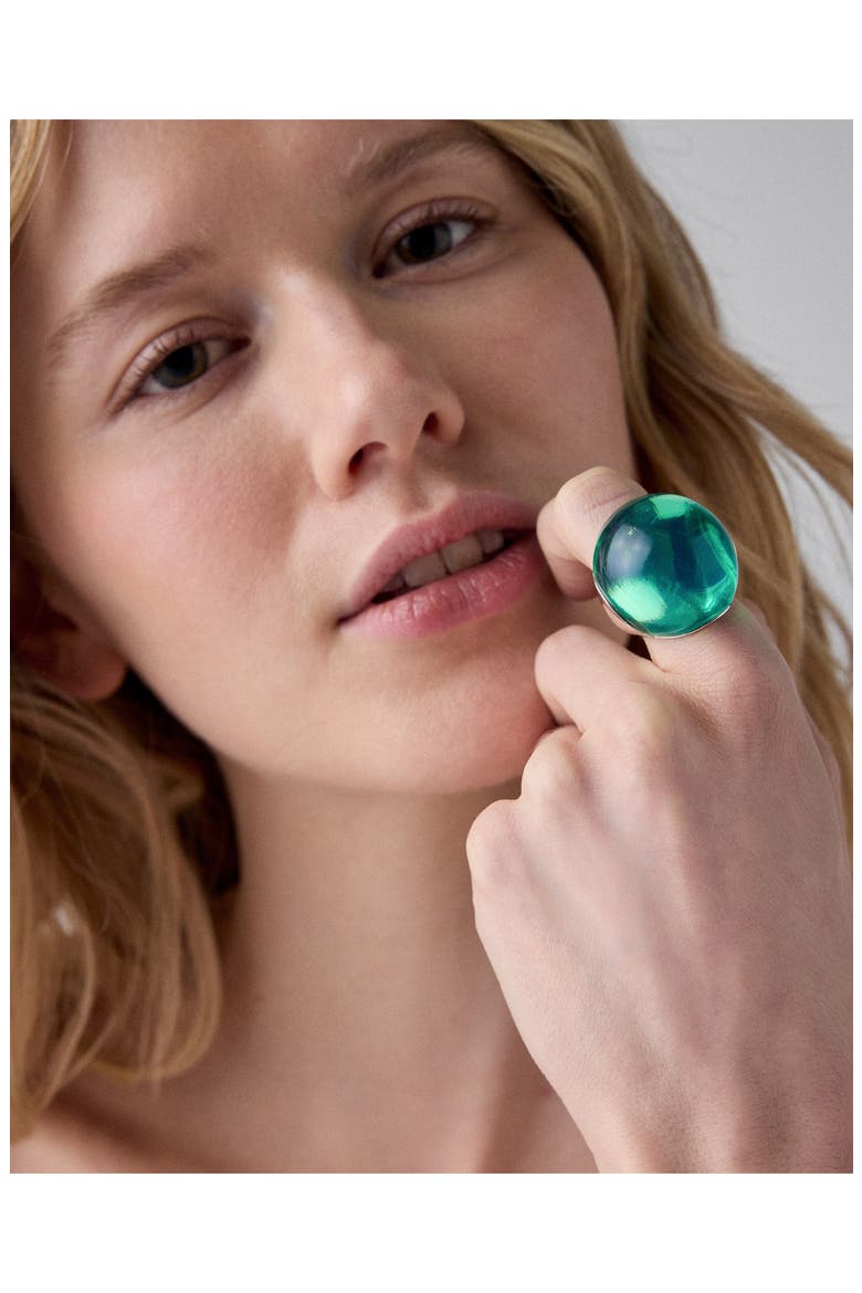 glow up resin statement ring, Alternate, color, GREEN/ SILVER