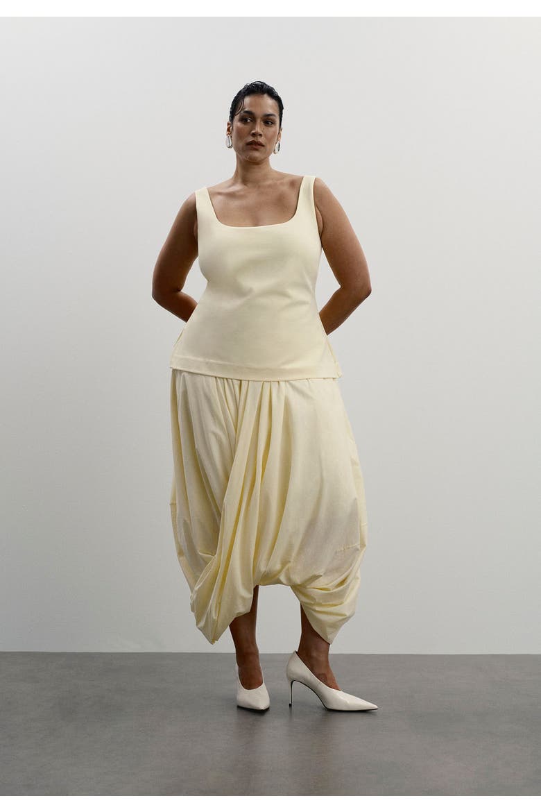 Draped Hem Maxi Dress, Main, color, DOUBLE CREAM
