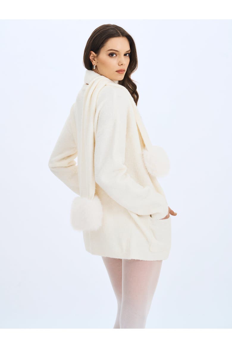 Selma Wool-Blend Ribbed Knit Scarf, Alternate, color, White