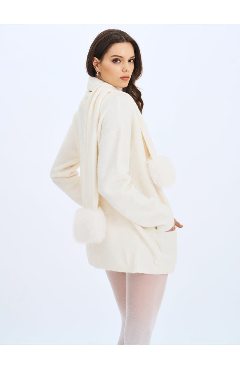 Miss Circle Selma Wool-Blend Ribbed Knit Scarf, Alternate, color, White