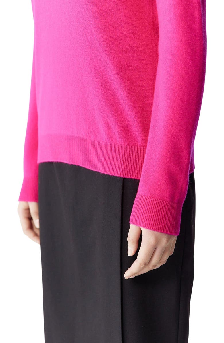 GOBI Mongolian Cashmere Essential Cashmere Crewneck Sweater, Alternate, color, Magenta