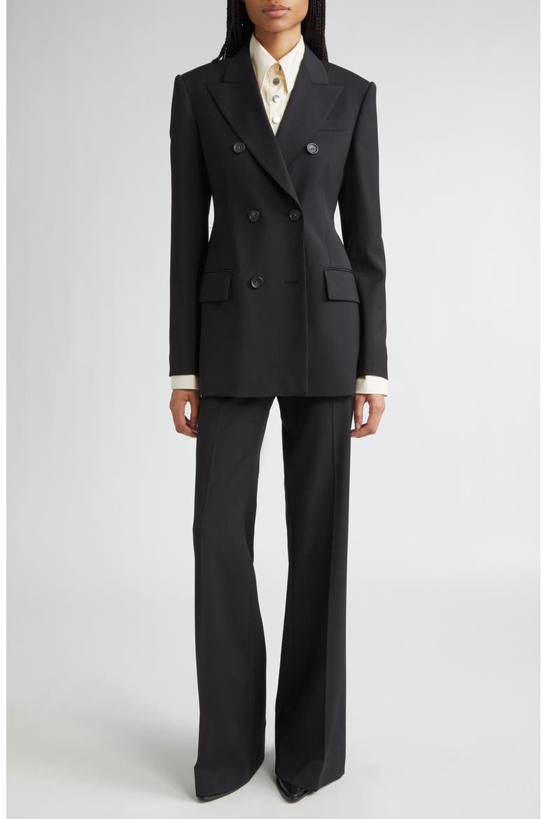 Adamo Double Breasted Tailored Virgin Wool Blazer, Alternate, color, BLACK