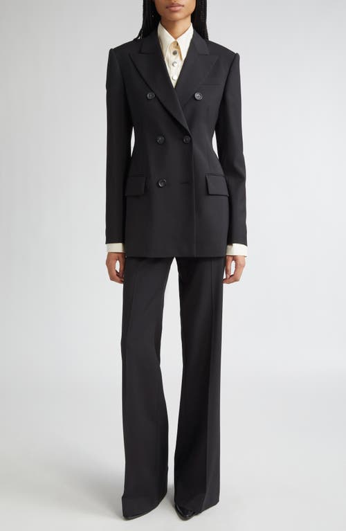Sportmax Adamo Double Breasted Tailored Virgin Wool Blazer In Black