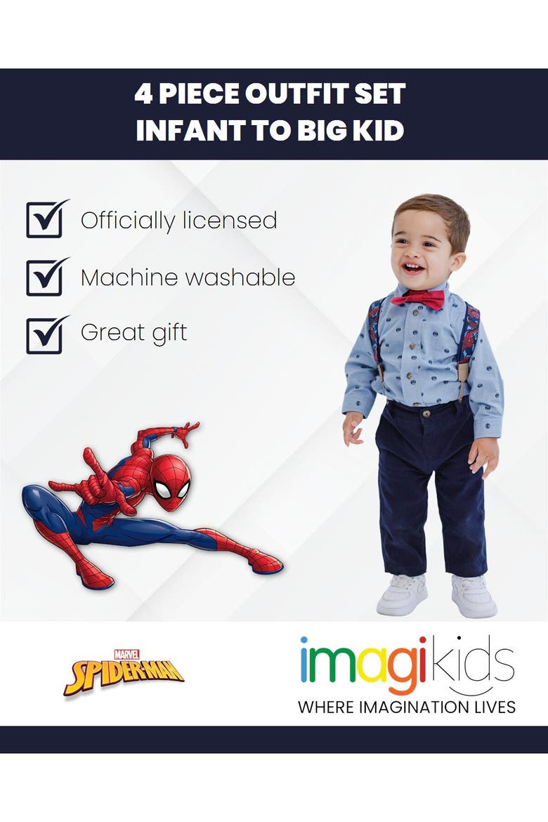 Spider-Man Button-Down Shirt and Pants Set, Alternate, color, Light Blue Spider Man