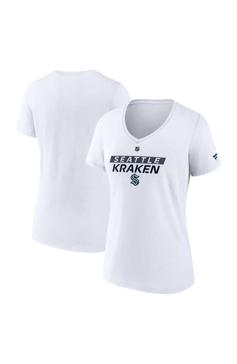 FANATICS Women's Fanatics White Seattle Kraken Authentic Pro Core Primary V-Neck T-Shirt, Alternate, color, White