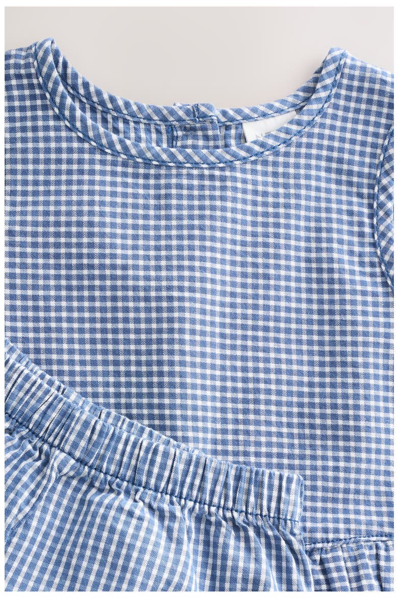 Kids' Gingham Broderie Cotton Tank & Shorts Set, Alternate, color, BLUE
