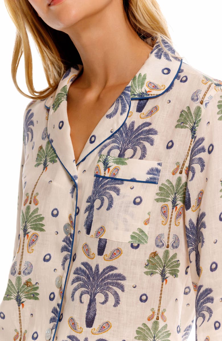 The Lazy Poet Emma Linen Pajamas, Alternate, color, White