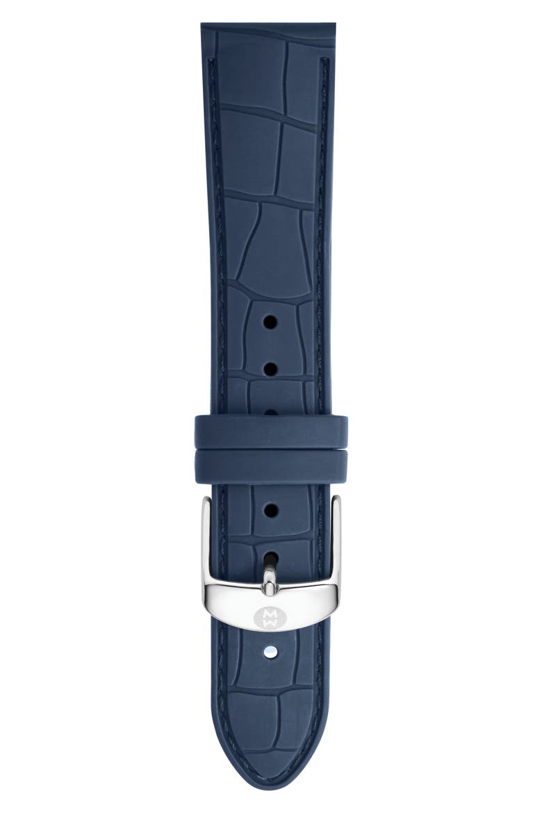 16mm Croc Embossed Silicone Strap, Main, color, NAVY