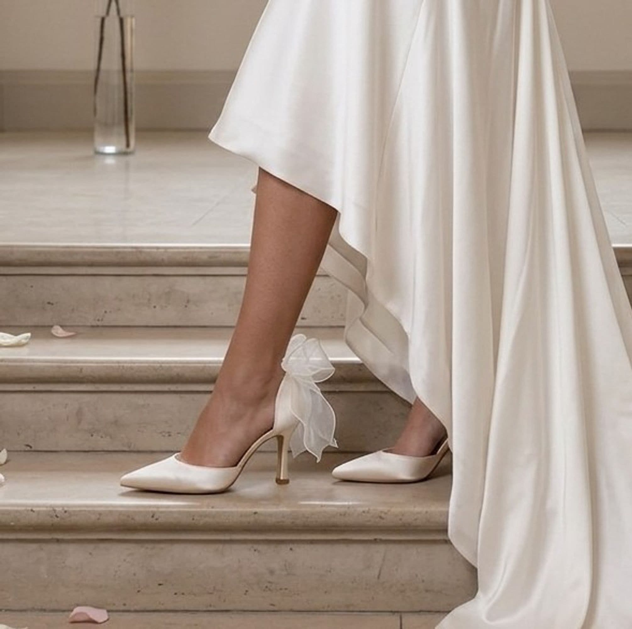 Deena Bridal Bow Heels, Alternate, color, White