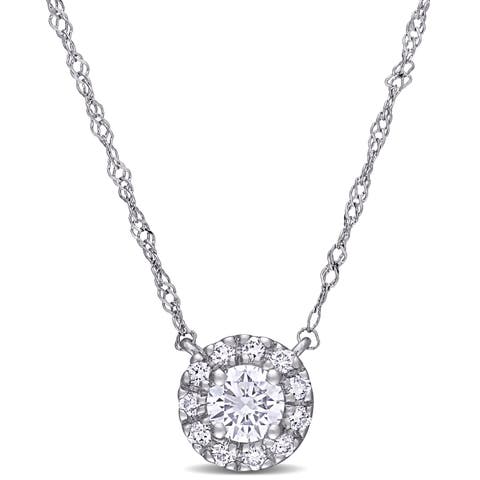 Lab-Grown Diamond Halo Necklace 14k
