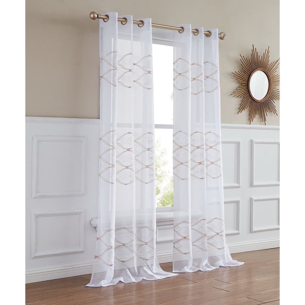 Dainty Home Set Of 2 Print Sheer Curtain Panels In White
