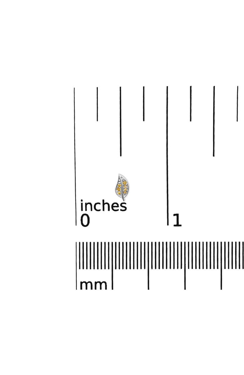 Haus of Brilliance Silver Yellow Diamond Accent Leaf Stud Earrings, Alternate, color, White