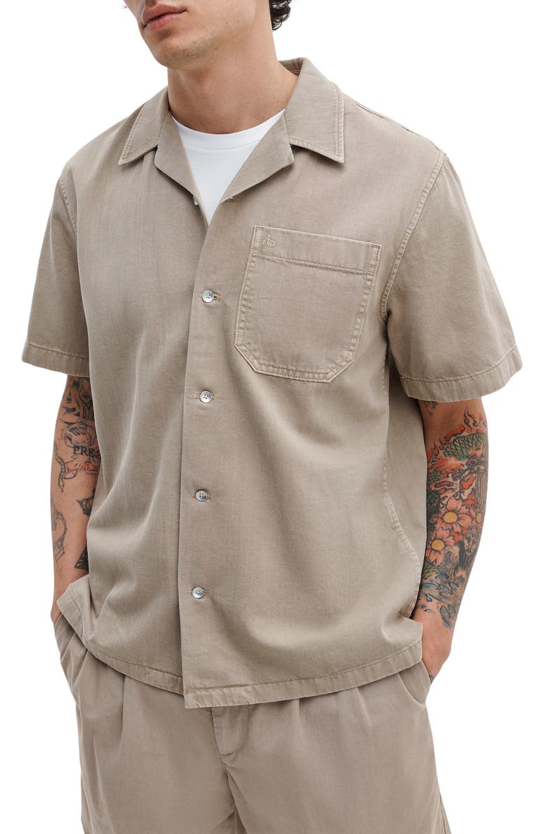 rag & bone Resort Short Sleeve Denim Button-Up Shirt, Main, color, Tan